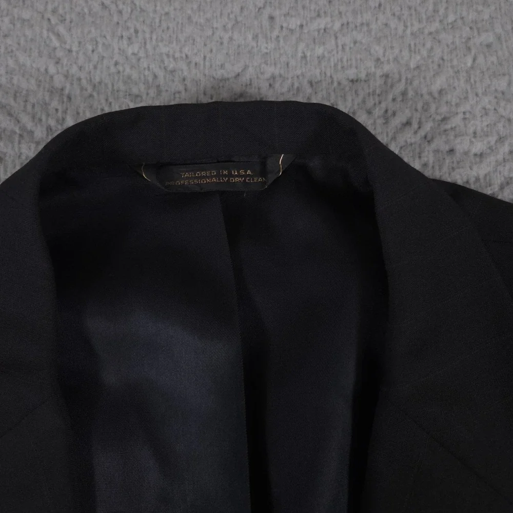 Tom James 2-Piece Suit Mens 44R Pants 34x30 Black Executive Blazer Trousers